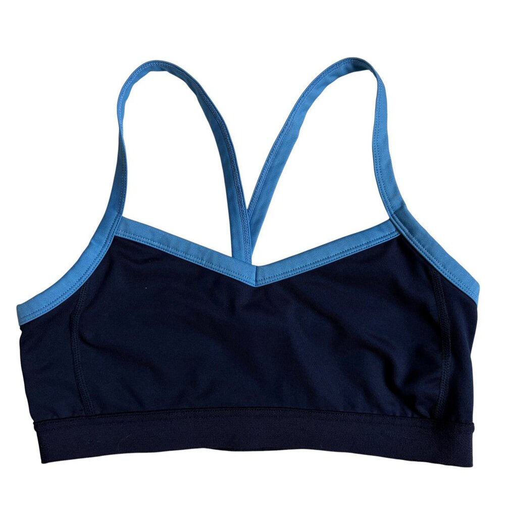 Z by Zella Racerback Sports Bra (Navy with Light Blue Trim) - Size Medium